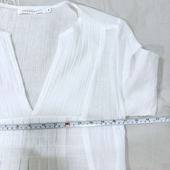Ghosttropic White Short Sleeve Tunic Dress Size Medium Vacation Beach Cruise - Picture 7 of 11